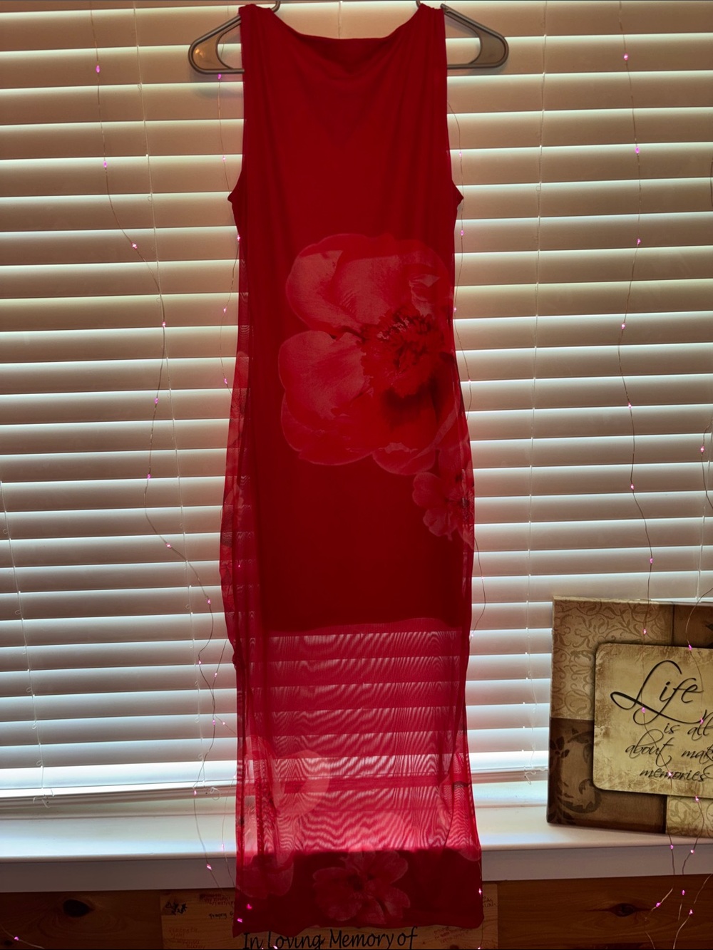 B*Famous Medium Sheer Lined Floral Maxi Dress in Red - Picture 5 of 10